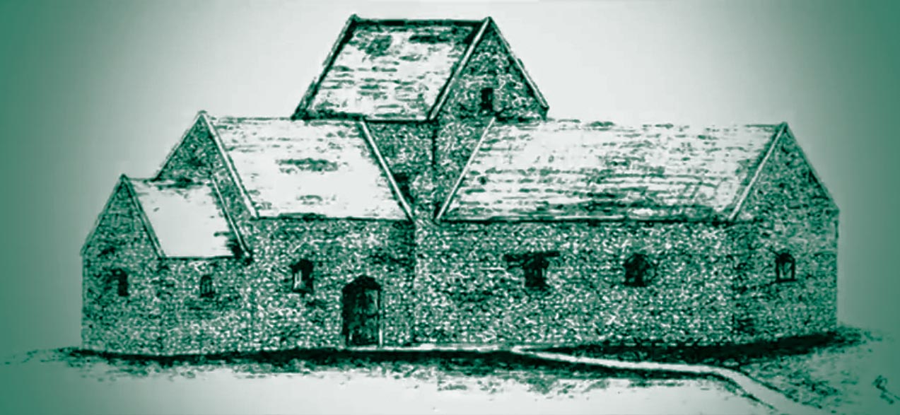 Artist's impression of Llandderfe Chapel of what it might have looked like in the early medieval period.